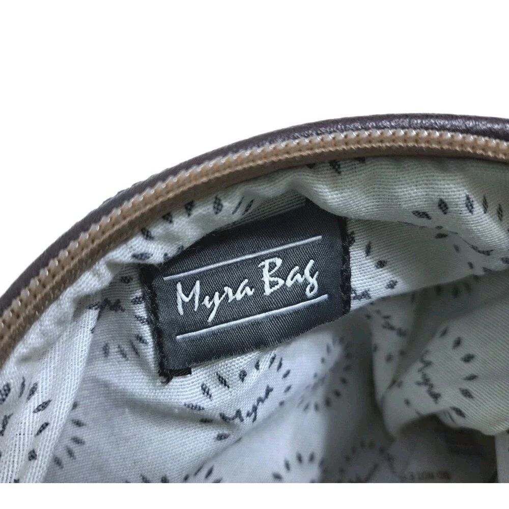 Myra Bag Clutch Wristlet Southwest Canvas Leather Pouch Bag Purse Brown Gray